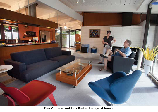tom graham and lisa foster in living room