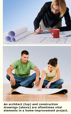 architect and couple looking at plans