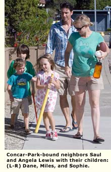 residents going to park