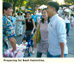 neighbors gather for the bash