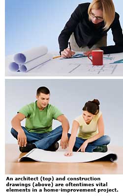 architect and couple looking at plans
