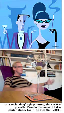 shag painting top shag with martini in foreground