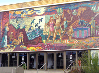 Millard Sheets' beach scene mural at the former Home Savings on Wilshire Blvd., Santa Monica (1970).