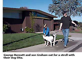 resident walking dog